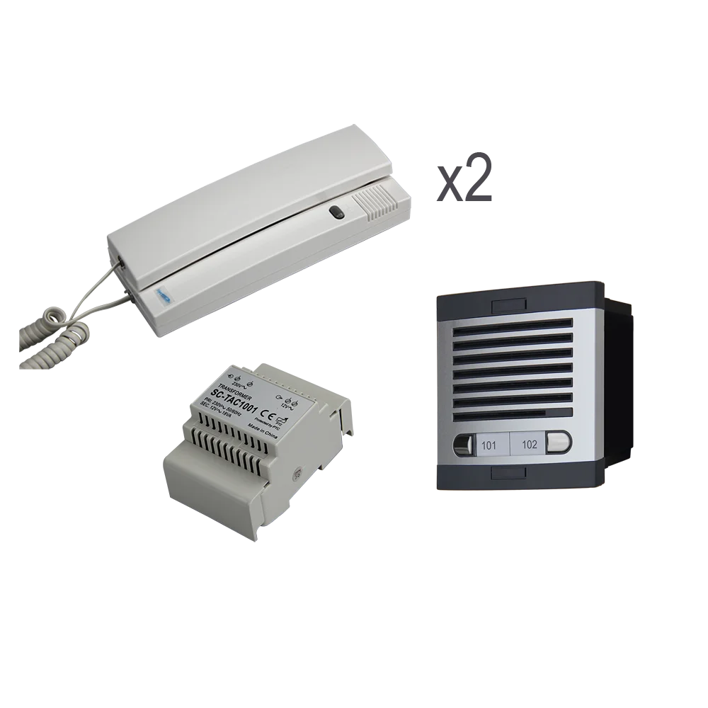 
2 Way Door Entry Kit 4+n Wiring Aluminum Panel Metal Push Button Embedded/Surface Installation Citymax 