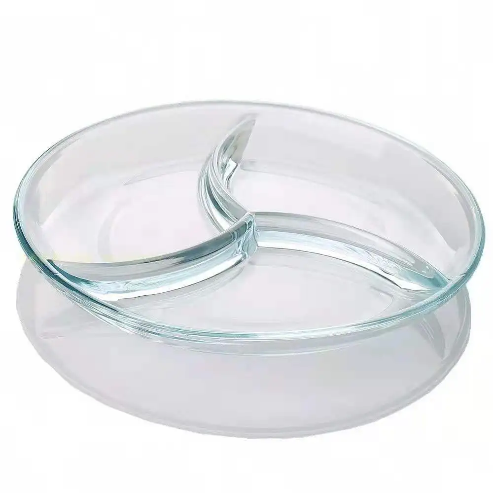 9 inch glass round pie dish with dividers