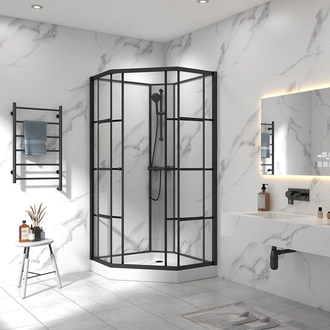Wood Steam Sauna Room 1 Person Dry Sauna Room Outdoor Black Frame  USB Computer Power Beauty Graphic Piece Shower Cabin