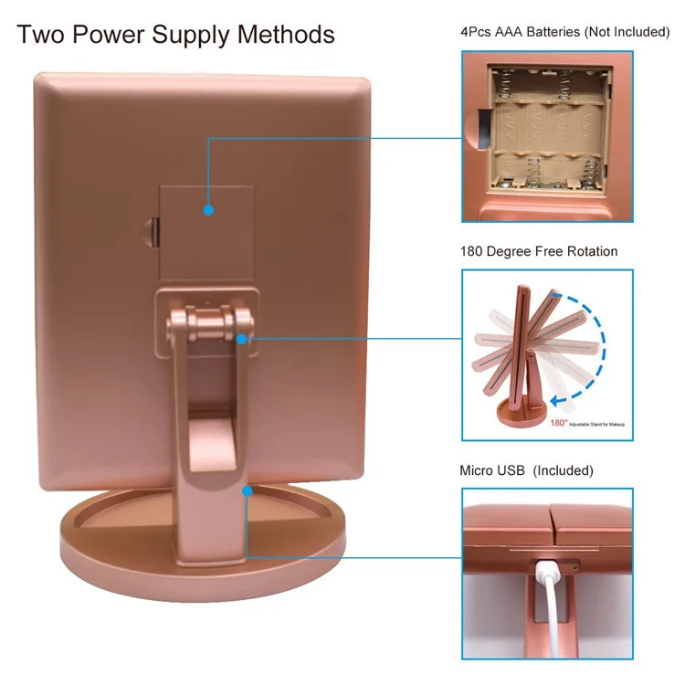 Table Trifold Cosmetic 1X/2X/3X Magnifying led Lighted Vanity Makeup Mirror