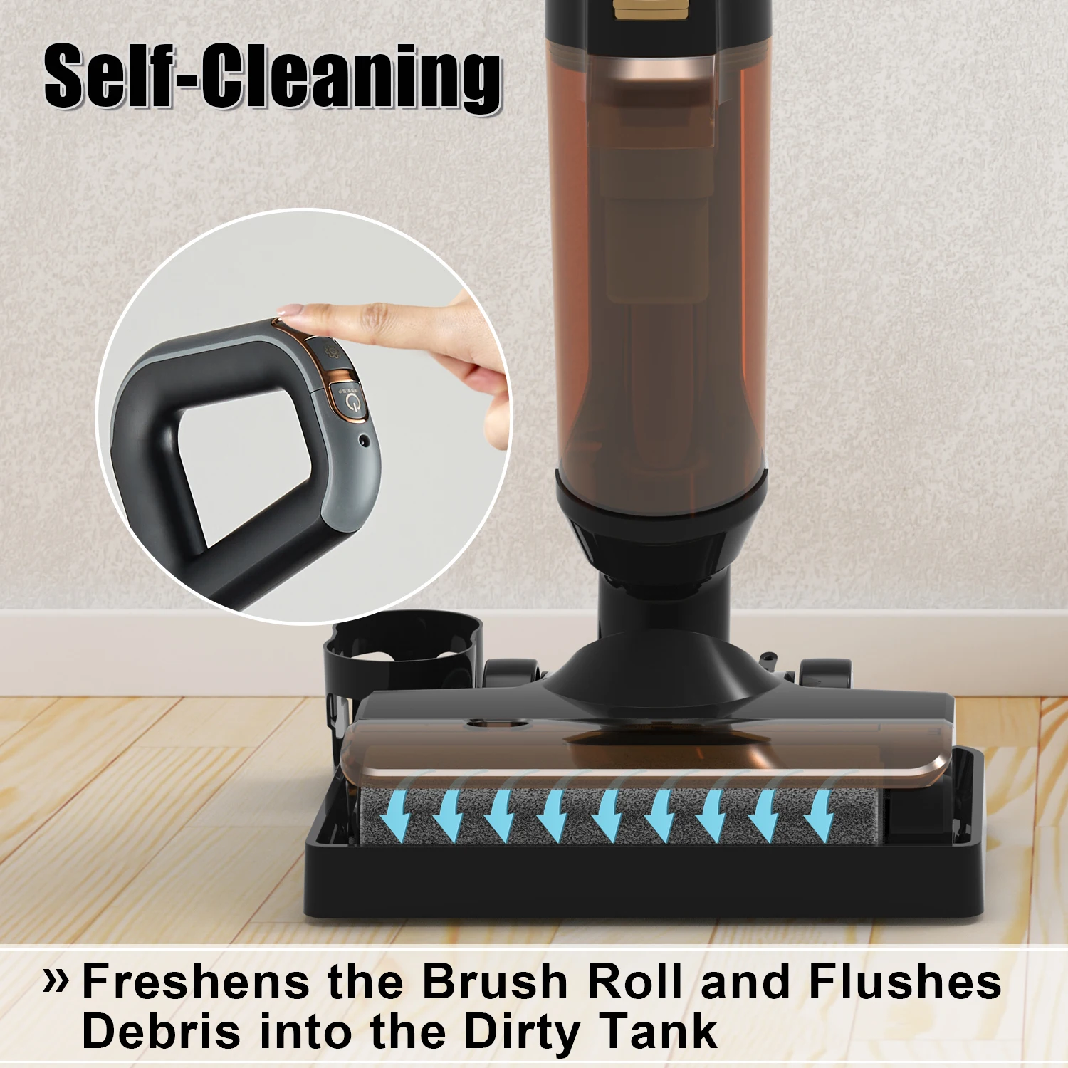 BSCI ISO9001 Purging Tank 900ml 125W Electric Mop Suction Power 10w LED Indicator Light Floor Scrubber Cleaning Machine for Home
