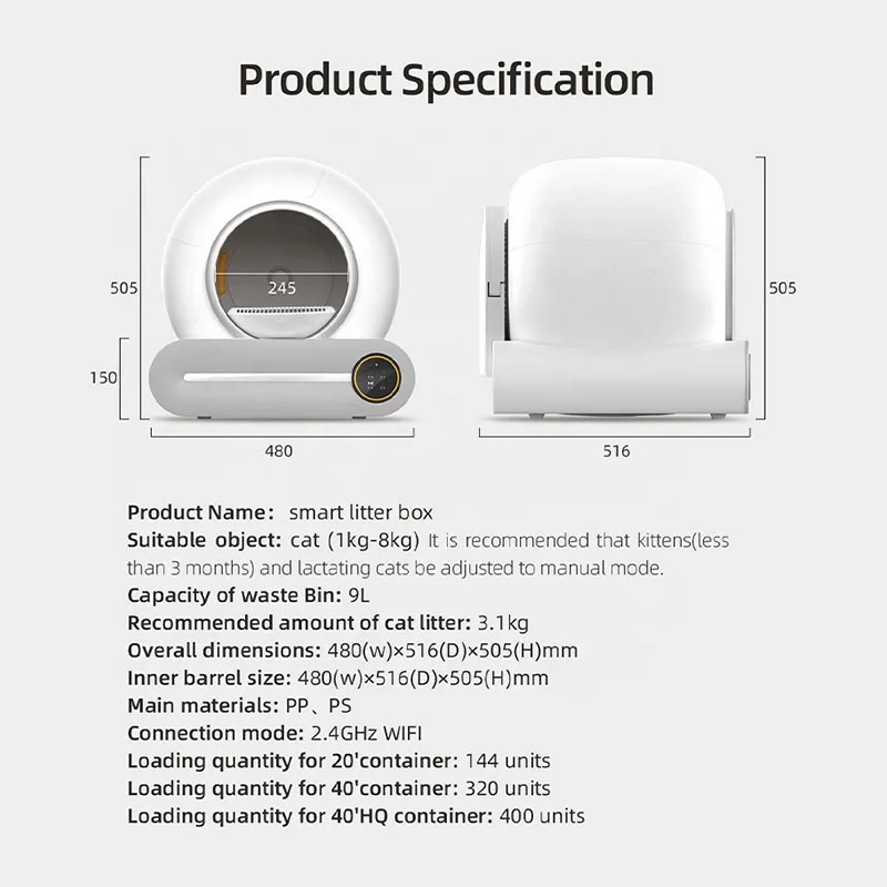 APP Remote Control Cat Toilet Self Cleaning Litter Box Robot Automatic Cat Litter Box Smart Litter Box Selfcleaning For Cat