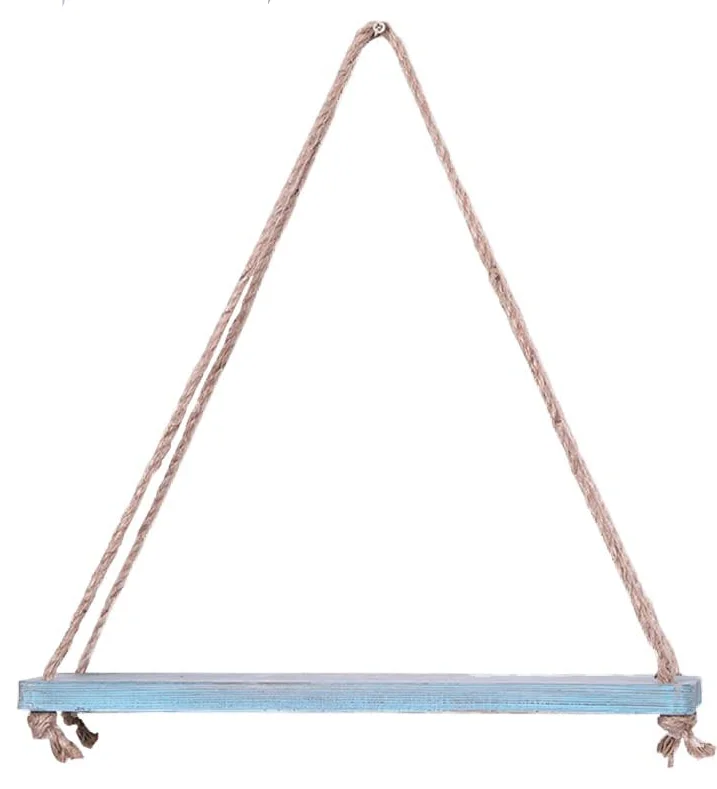 Rustic One Layer Wooden Rope Wall Hanging Shelves Plant Floating Shelves Solid Wood for Home Decor