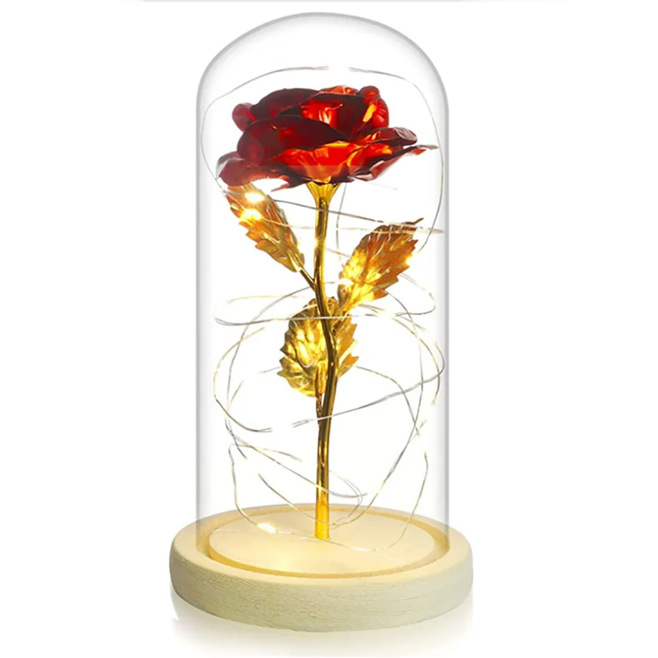 Wholesale Empty Clear Glass Dome Cloche Bell Jar Preserved Flower Rose For Valentine Gifts