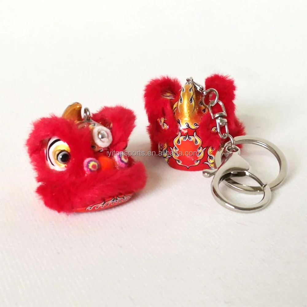 Chinese Lion Dance Style Keychain Cartoon Lion Keyrings Lion Head Key Chain