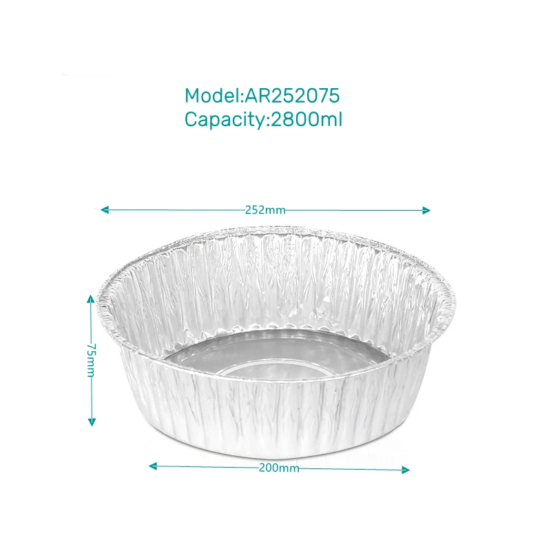BGI 2800ml round  Convenient Heat Resistant Round Foil Plates/ Pie Pan Tray Pizza Aluminium Plate Disposable Baking Recycle