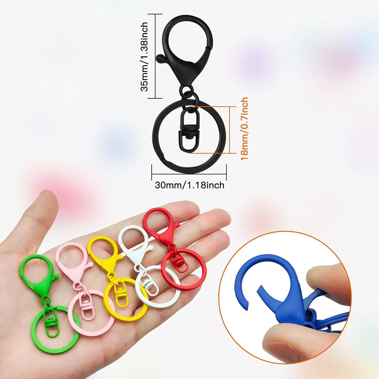 Wholesale Colorful Baking Paint Zinc Alloy Lobster Clasps 8-Character 3-Piece Set Key Chain For DIY Craft Jewelry Making