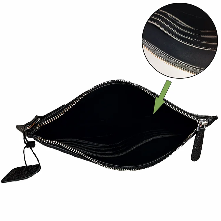 Factory wholesale pu leather zip handbag clutch bag for men business