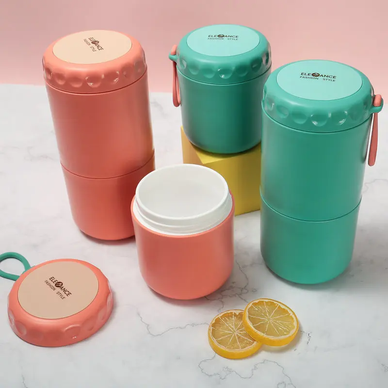 Hot Sales Eco Friendly Double Layer Soup Cup pp Plastic Portable Soup Cup Take Out sealed Soup Cups