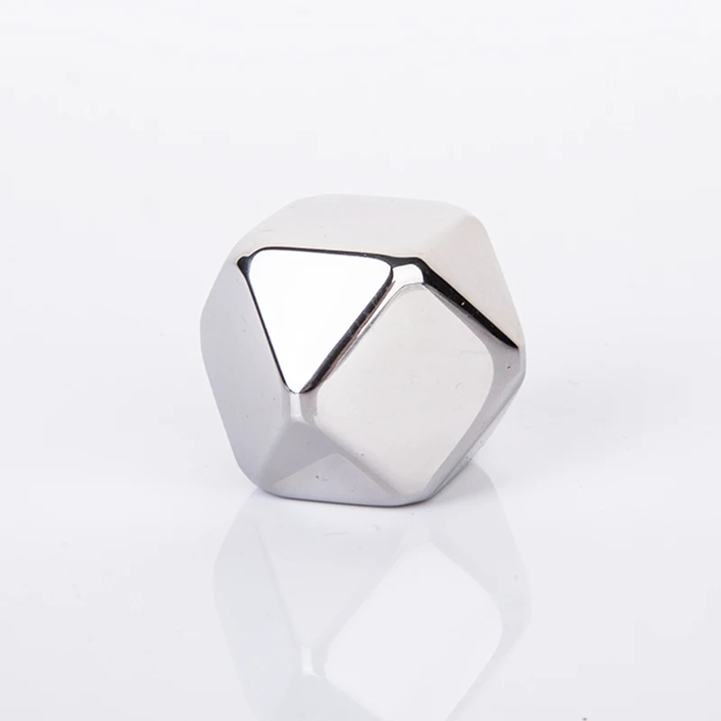 4pcs Polygon shaped reusable stainless steel Ice cubes whiskey stones gift set for wine chilling