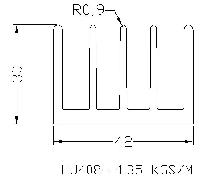 Extruded heatsink aluminum heat sink profile 42(W)*30(H)mm