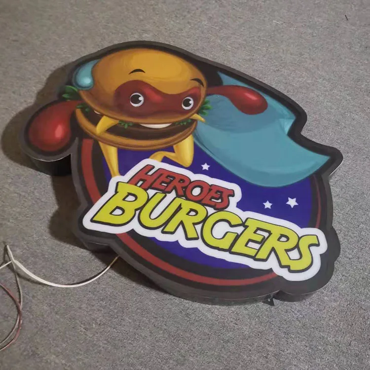 Hamburger Pizza Custom Window Hanging Lightbox Exterior Signages For Shop Advertising Hamburger Sign Food Store