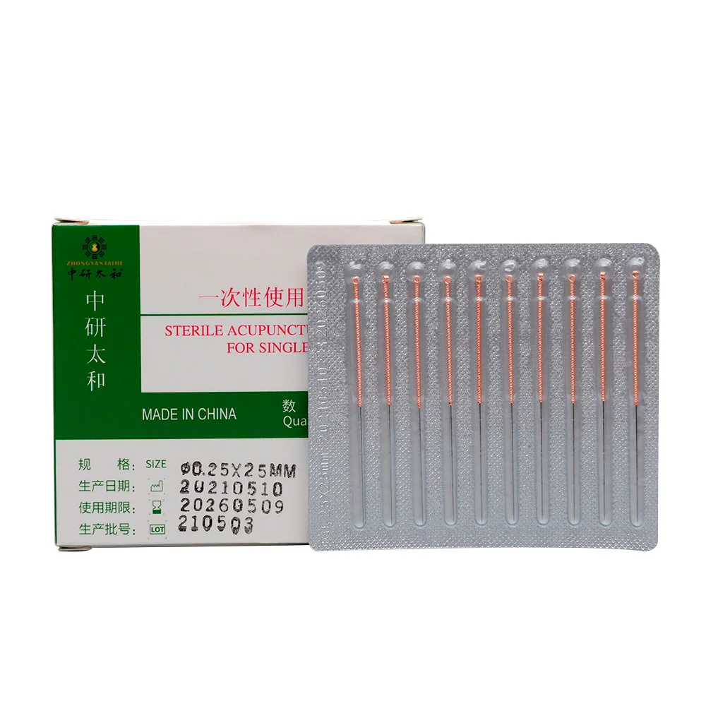 Copper Handle Acupuncture Needles Zhongyan Taihe Disposable Sterile Press Acupuncture Needle 100pcs