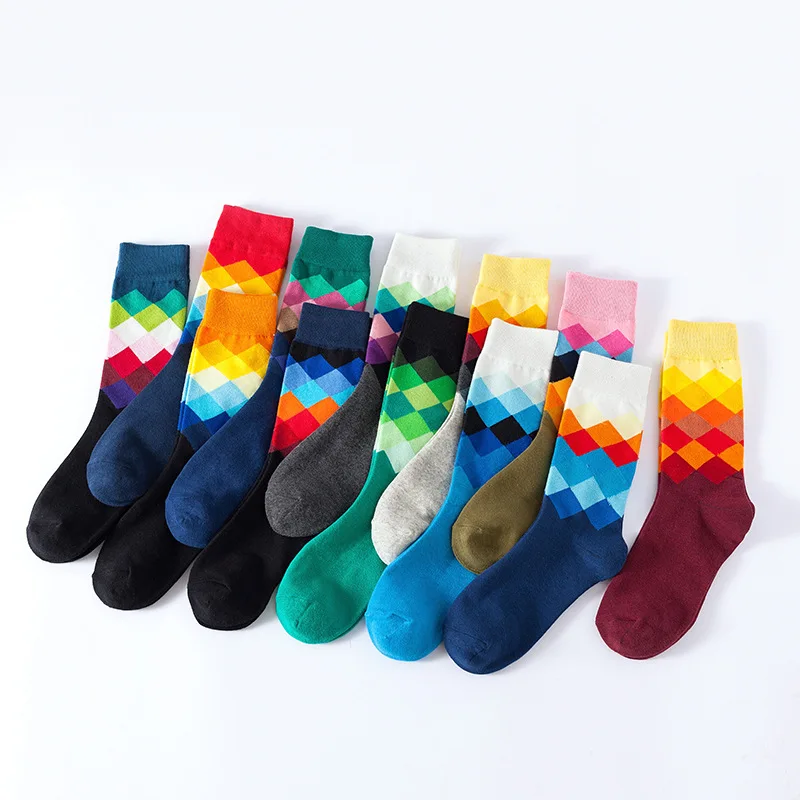 Mid calf man wear  office socks comfortable breathable business socks men high quality argyle socks