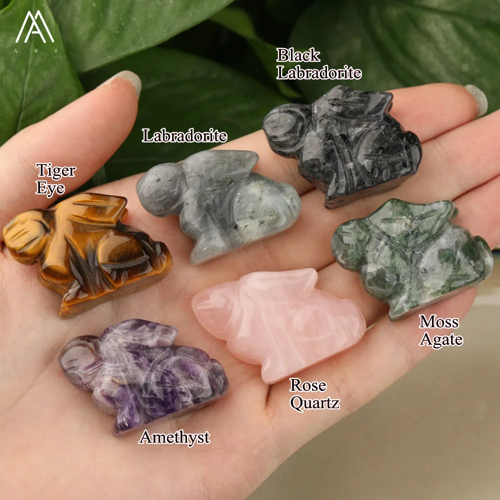 1.5 Inches Carved Gemstone Rabbit Wholesale Animal Figurine Decor