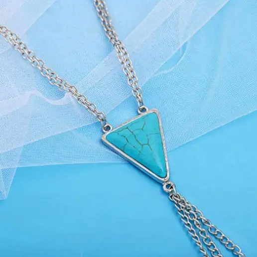 Bohe Turquoise Leg Chain Silver Crossover Geometry Thigh Bikini