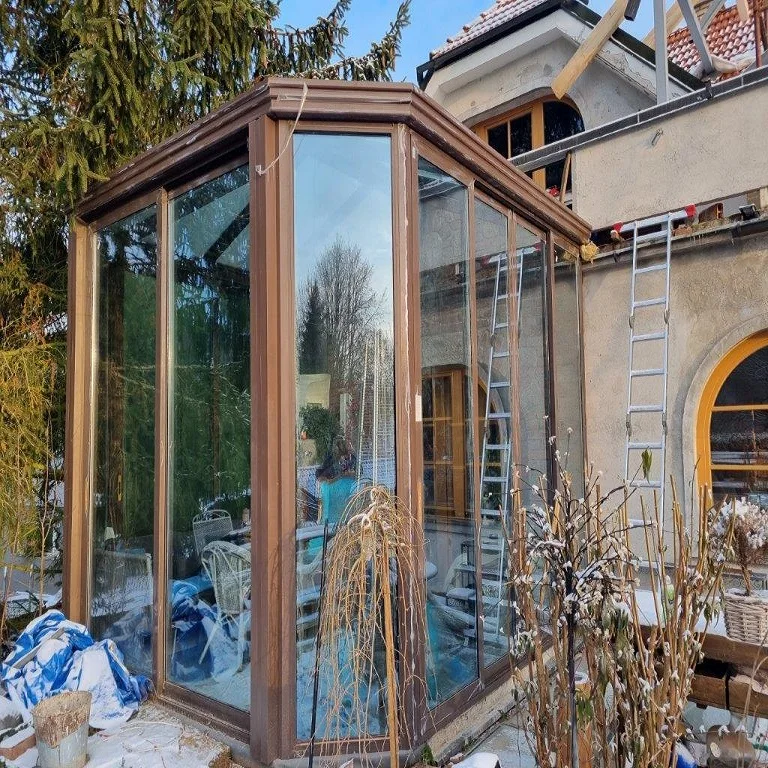 2024 slope roof anti rust frame heavy snow load winter garden conservatory with insulated glass for outdoor kitchen