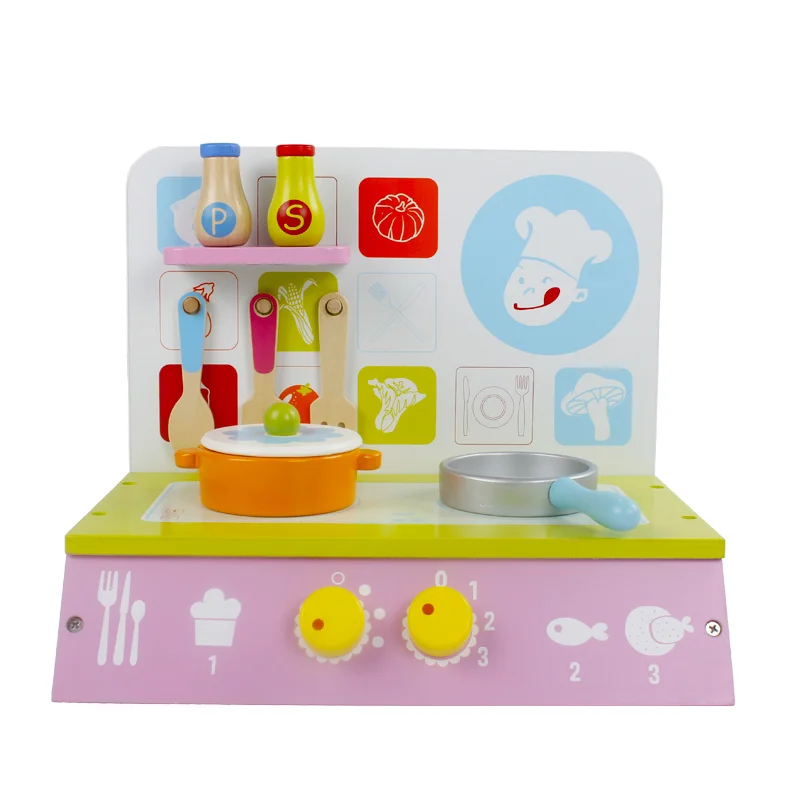 Hot sales wholesale small green cooktop Pretend Play Toys wooden kitchen toys