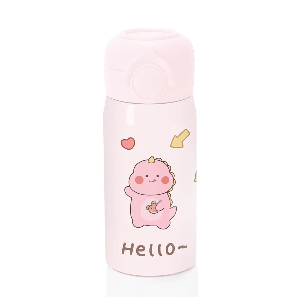 Cute Cartoon Kids 350ml 12oz Stainless Steel Thermos Cup Students DIY Water Bottles