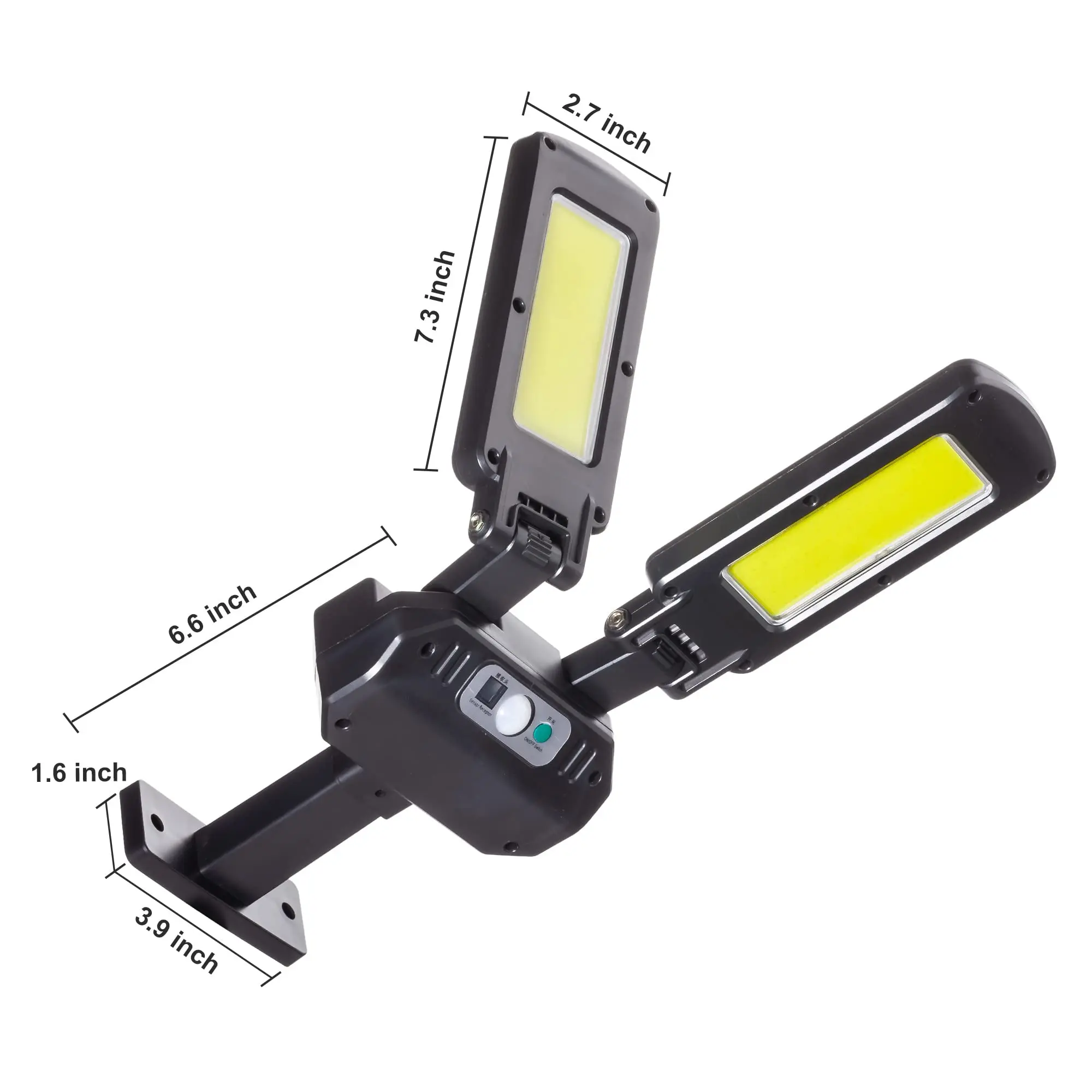 Solar Outdoor Lights Motion Sensor Lights Cordless 2 Adjustable Heads 180 Adjustable 3 Modes for patios Gardens LED Flood Light