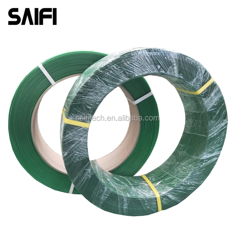 Green embossed plastic strapping PET packing bricks timbers 16mm width green pet plastic strip