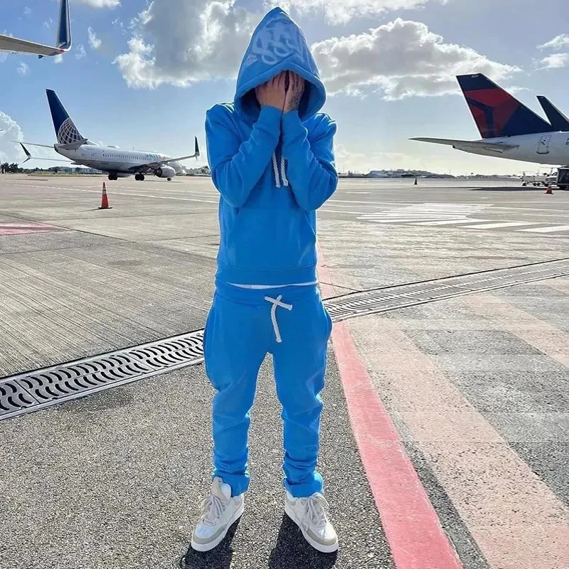 Custom Puff Print Logo High Quality Jogger Pants Blank Hoodies 100% Cotton Sweatpants Set And Sportswear Hoodie