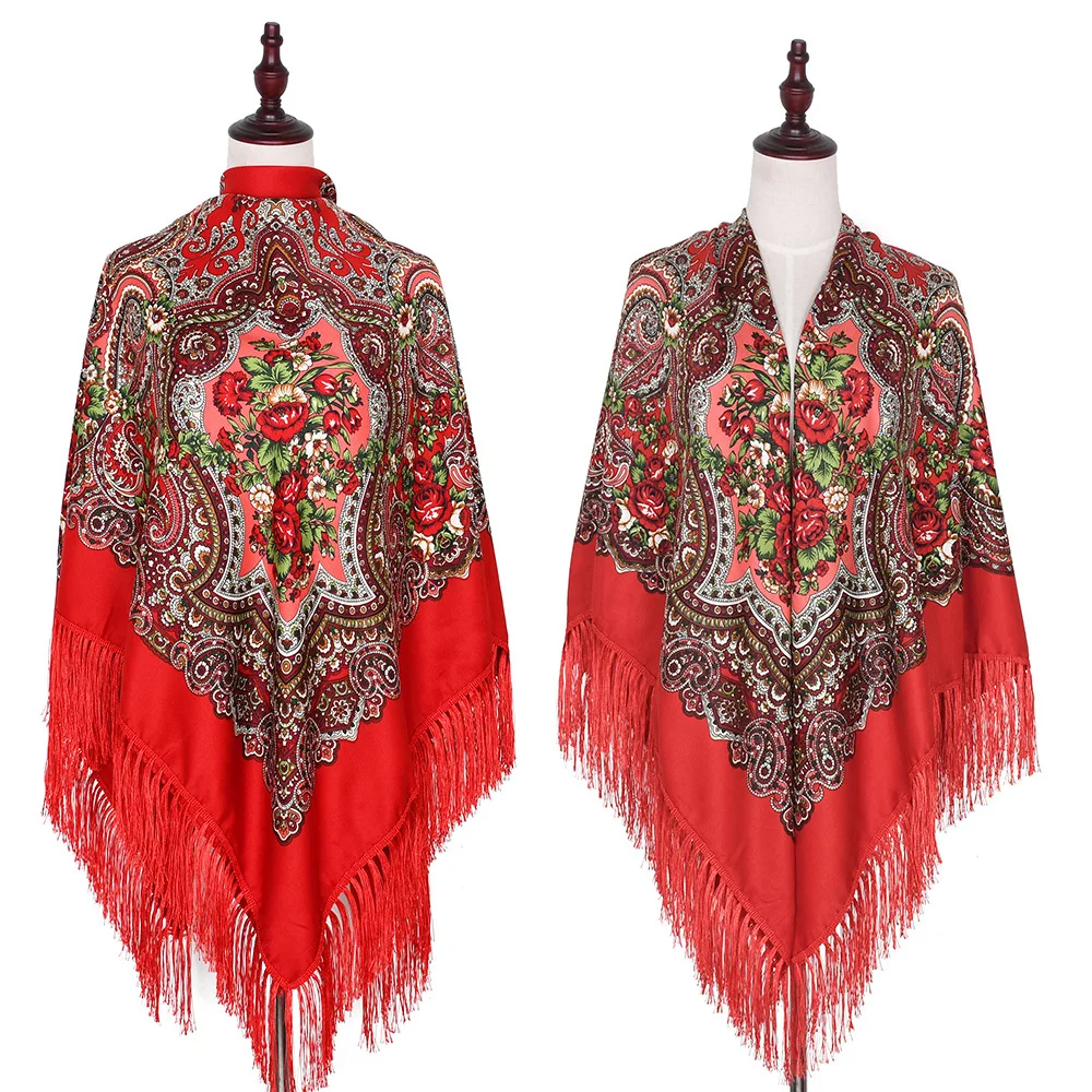 Hot selling romanian cotton shawl Russian scarf Floral Vintage shawl Old shawl romanian style women headscarf kerchief babushka
