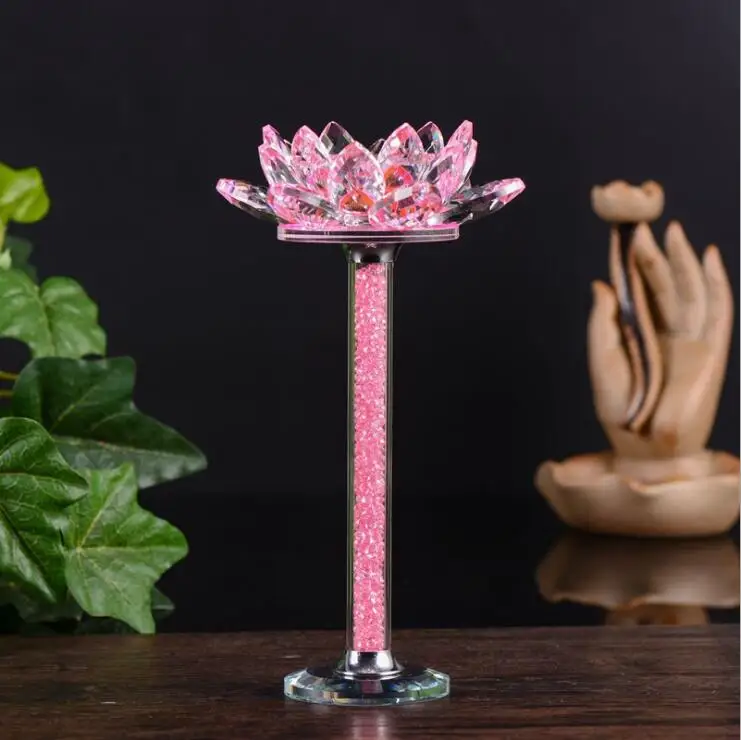 Wholesale crystal tealight candle holders crystal lotus candle holder for decoration