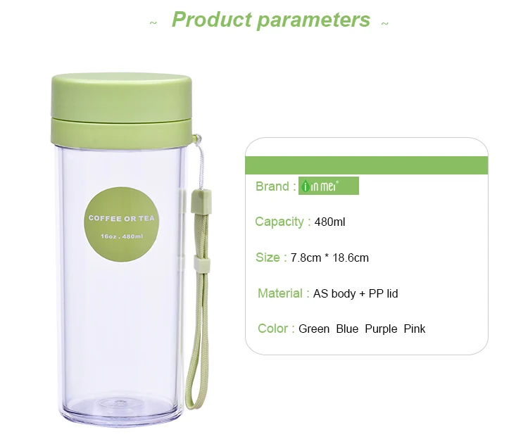OEM/ODM Plastic Tea Cup Bottle Double Wall Insulated Custom Logo Tea Tumbler Plastic Factory