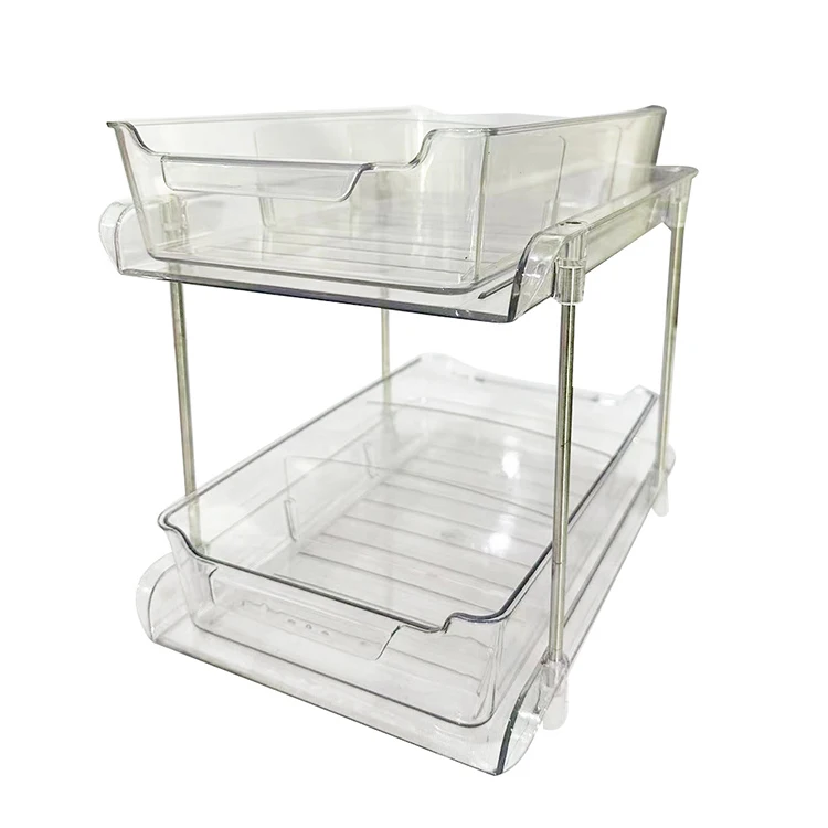 New Style Pull Out Organization 2-Tier Clear Under Sink Organizers and Storage Stackable Bathroom Cabinet organizers