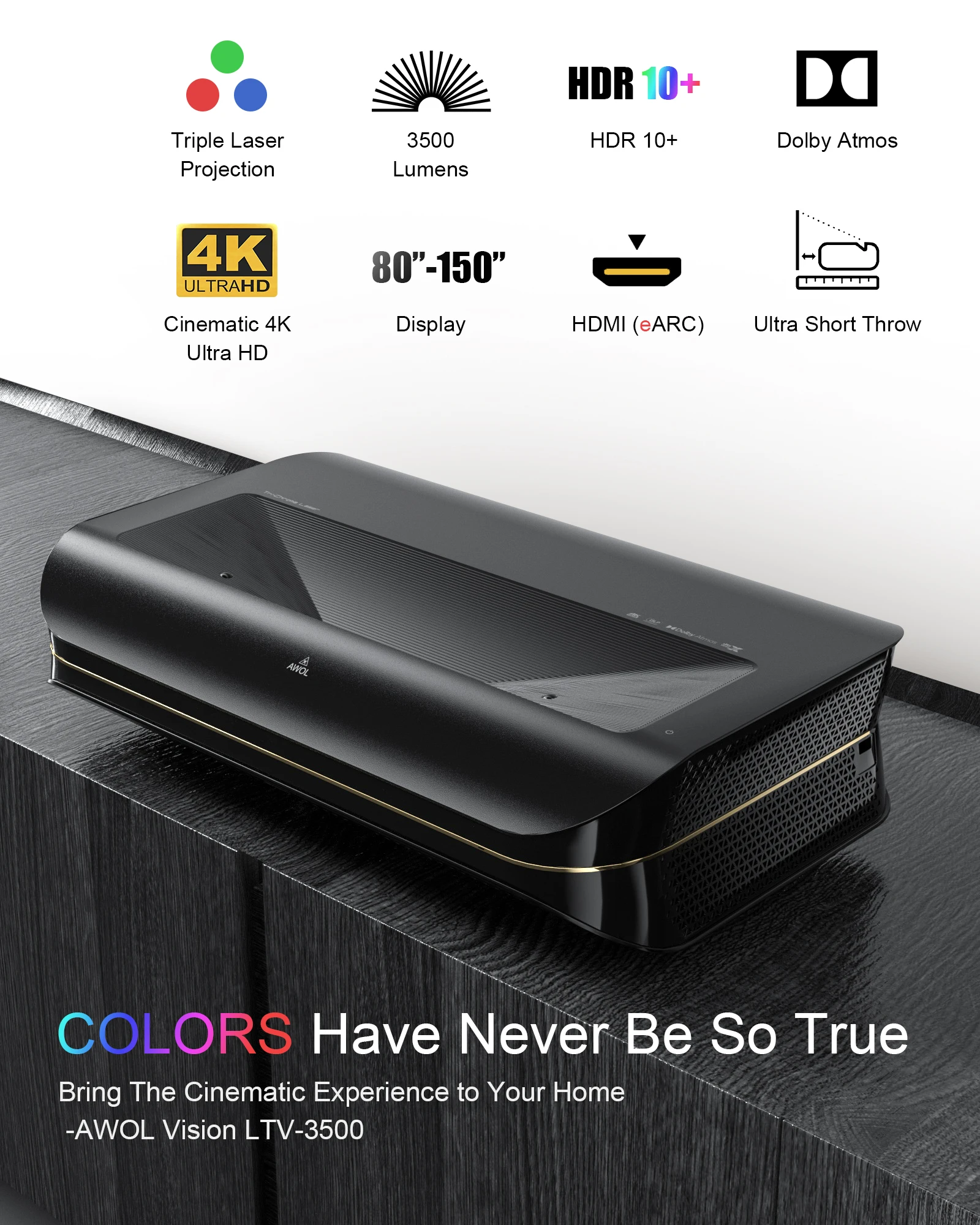Nothingbutlabel AWOL Ltv-3500 лазерный проектор с разрешением 4K Ust 2022 игровой домашнего кинотеатра Видения Ультра