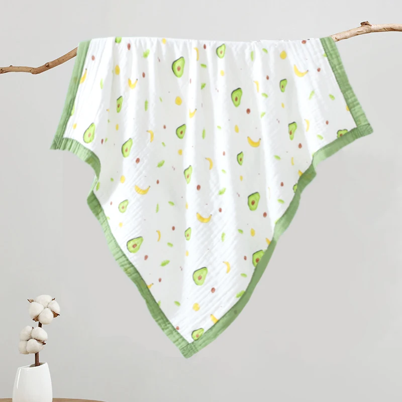 100% Organic Cotton Muslin Gauze Swaddle Baby Bedding 6 Layer Custom Print Muslin Blankets For Babies