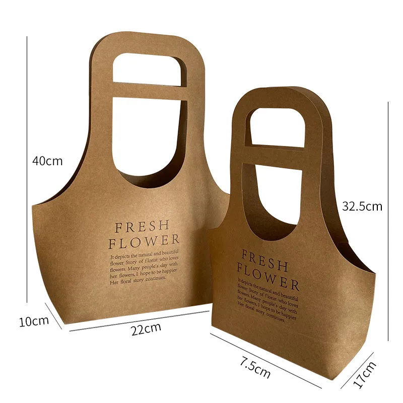 Fashional Waterproof Florist Bouquet Packaging Rose Sunflower Anniversary Gift Flower Carry Kraft Paper Bags