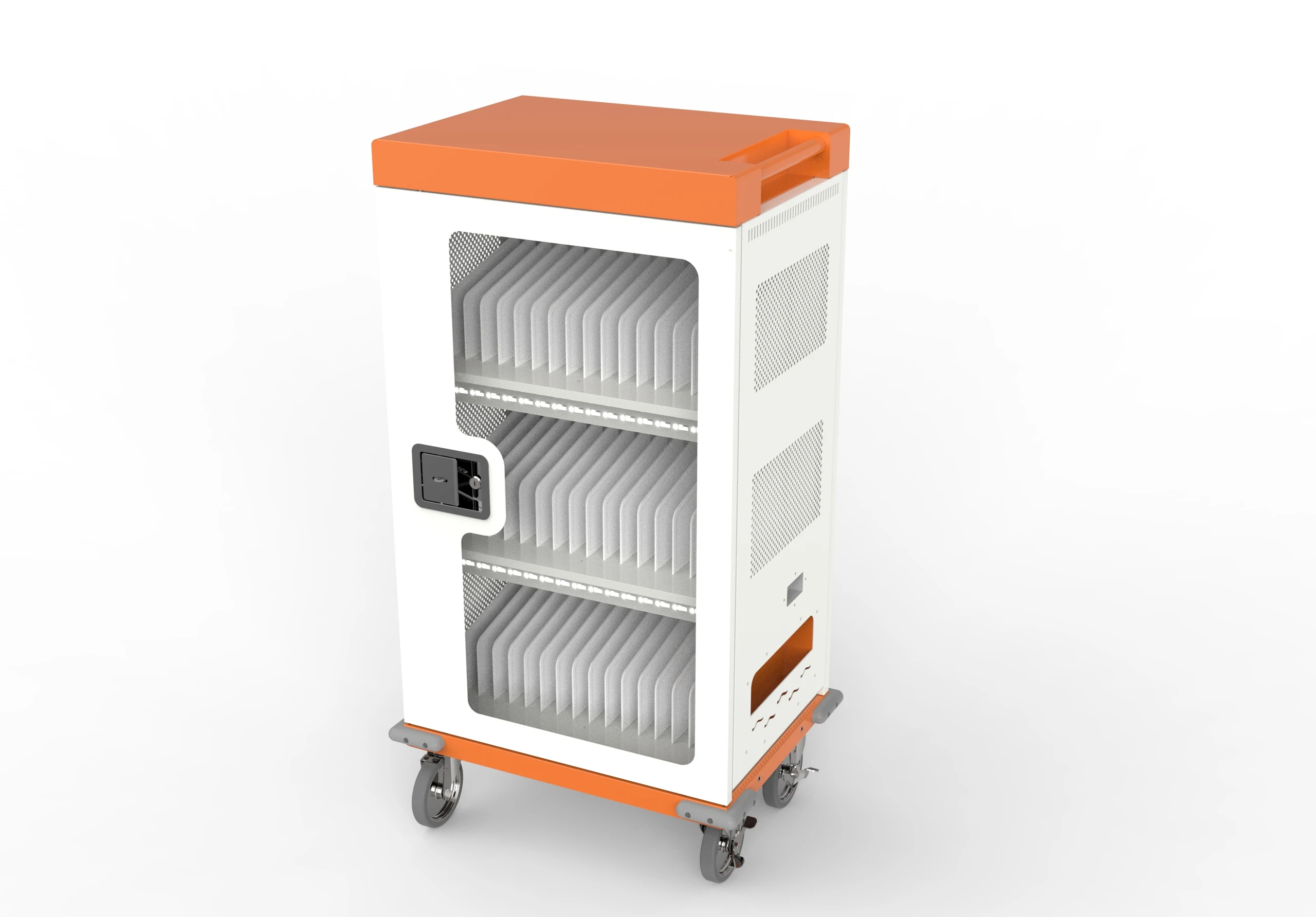 Fully Assembled School Notebook Charging Cart for 36 Tablets/Laptops via USB Type-A Type-C 48 Charging Cabinet