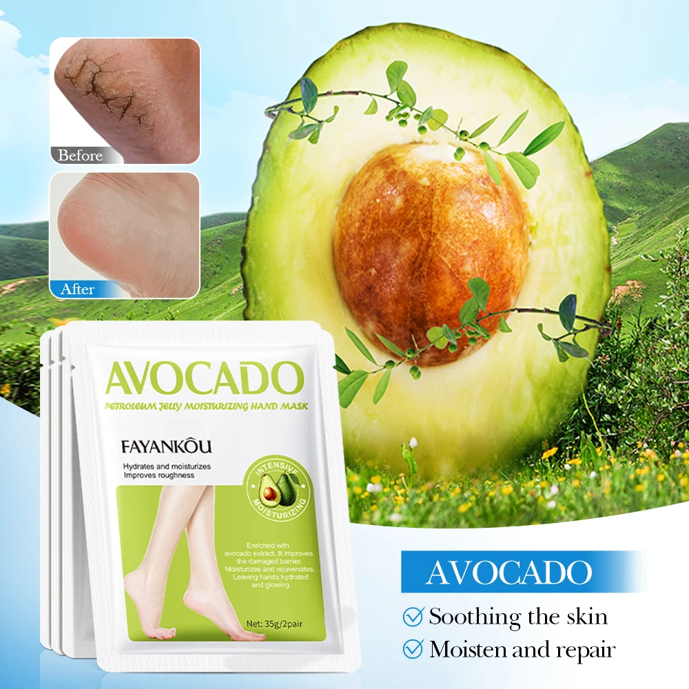 OEM FAYANKOU vegan avocado petroleum jelly moisturizing foot mask for whitening and soothing feet skin care product