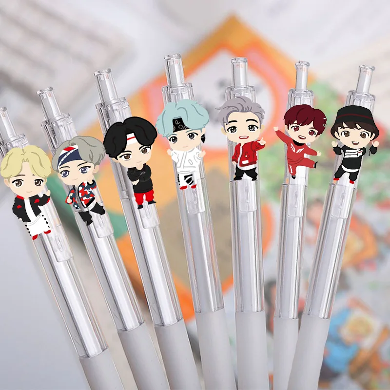 BTS new album cartoon transparent plastic black gel pen