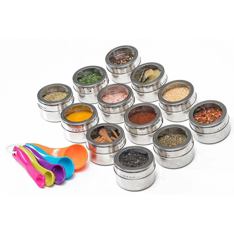 
Amazon set of spice tins round spice rack kitchen accessories stainless steel magnetic spice jar 