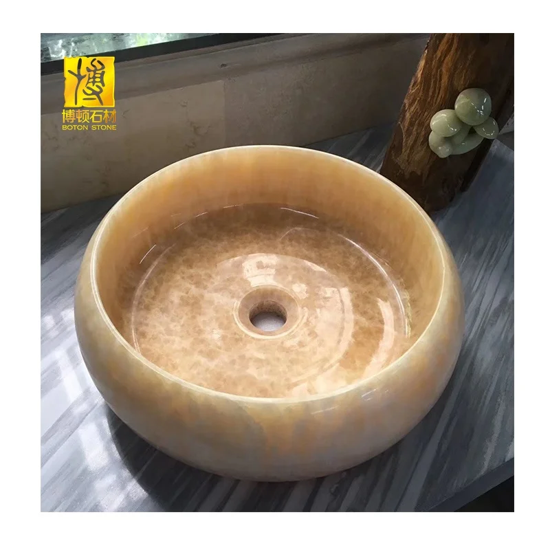 BOTON STONE Wholesale Design Chess Round Shape Natural Stone Wash Basin Handwash Basin