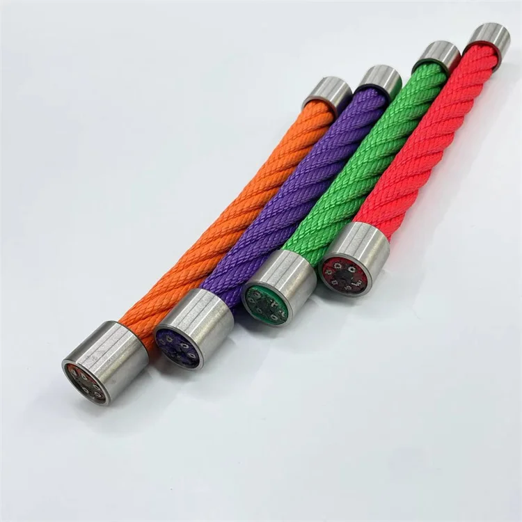 rainbow color nylon braided playground combination rope with steel wire