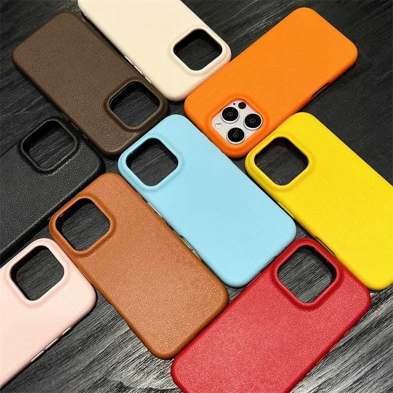 Luxury Litchi Grain PU Leather style TPU Case For iPhone 16 15 13 14 Pro Max 12 11 Pro XS Max 2024 Slim Phone Back Cover
