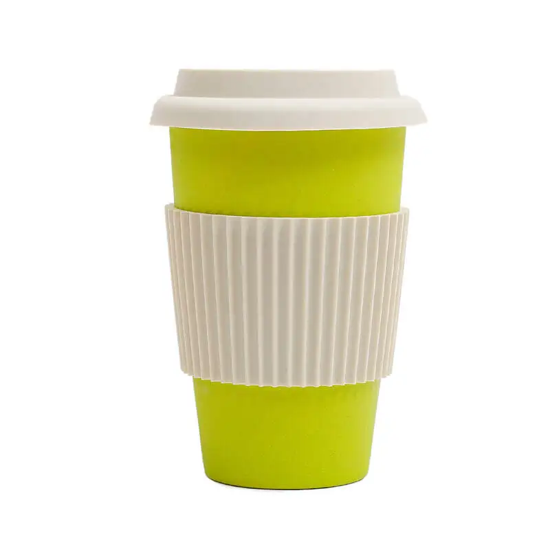 Non-toxic Eco-friendly Mikenda Unique Design Contracted Appearance Multifunctional Bamboo Fiber Drink cup with Silicon One lids