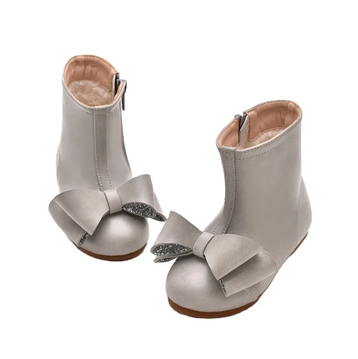 Детские ботильоны из кожи Nappa, серые, детские ботинки