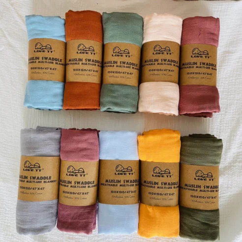Wholesale Price Newborn Stretchy Cotton Muslin  Swaddle Blanket Organic Baby