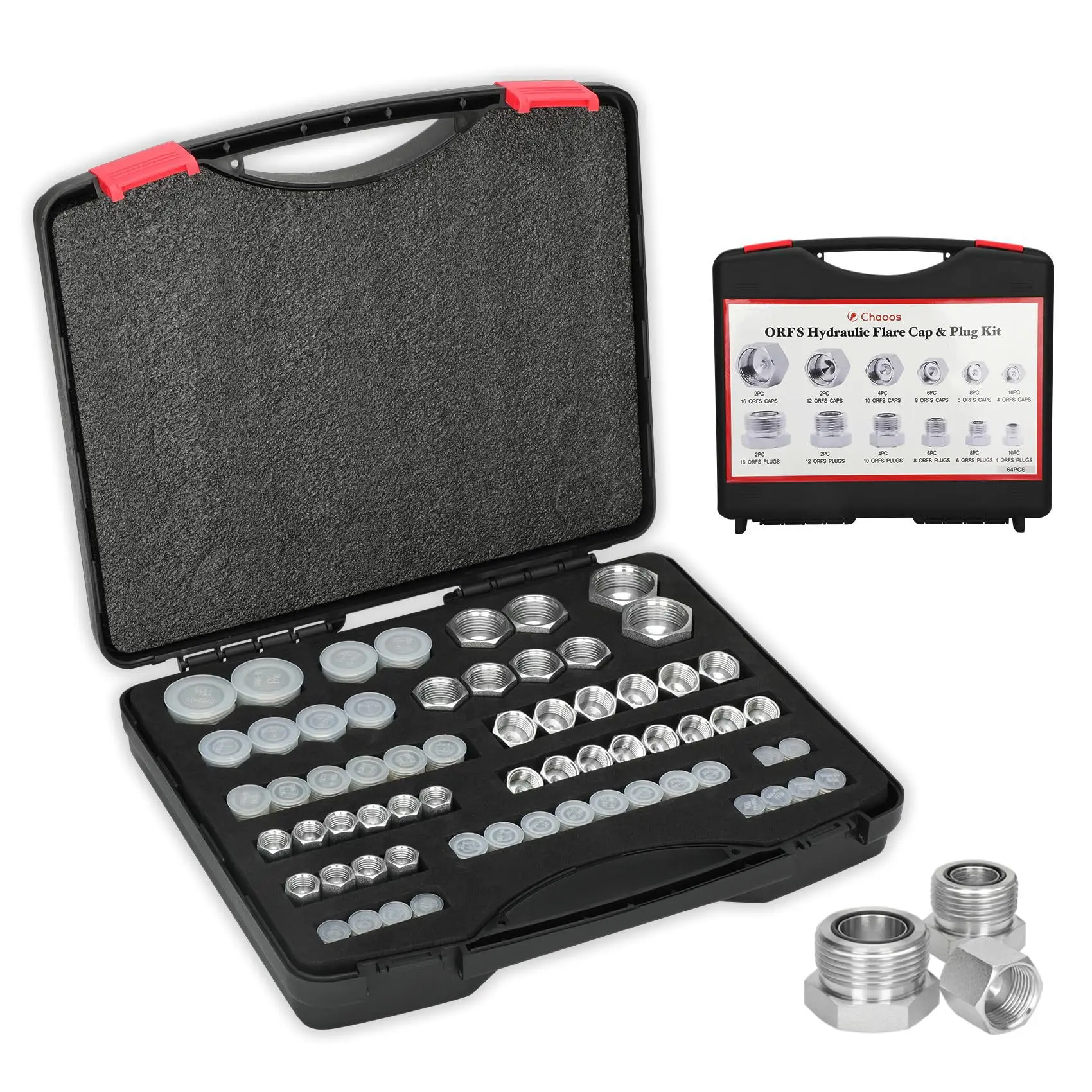 64 Pieces Cap & Plug Set, Hose & Pipe Hydraulic Fitting Set