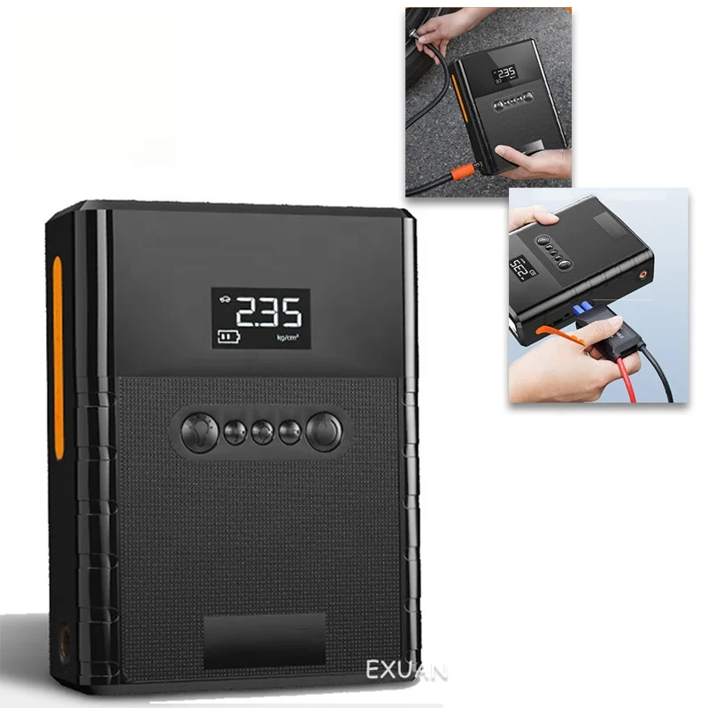 Newly designed portable jump starter large-capacity 12V multi-function car air compressor, emergency lighting, wireless charging