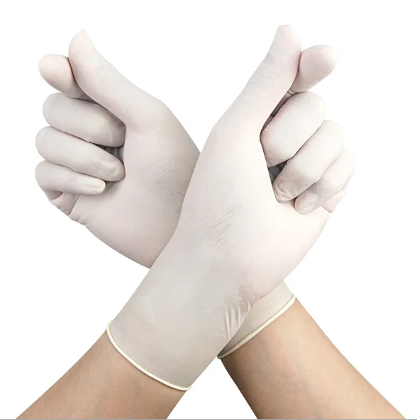 In stock disposable surgical latex gloves guantes de latex medico examination sterile gloves
