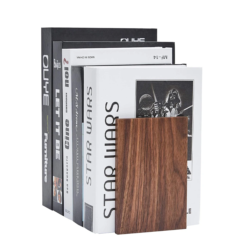 2021  Factory New Style Vintage Natural Black Walnut Non-Skid Beech Wood Office Desktop Custom Bookend