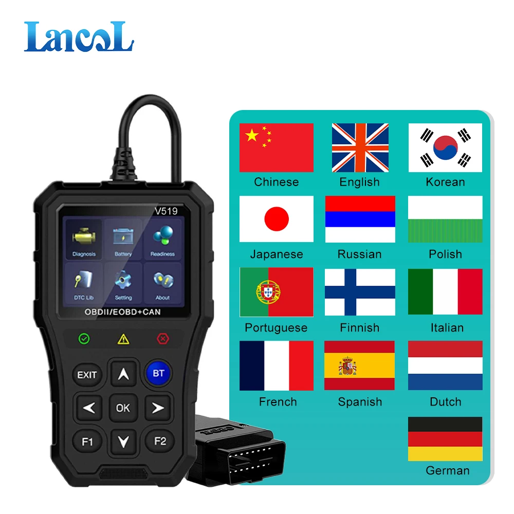 Lancol Portable Automotive car obd2 scanner code reader Diagnostic tools Component testing