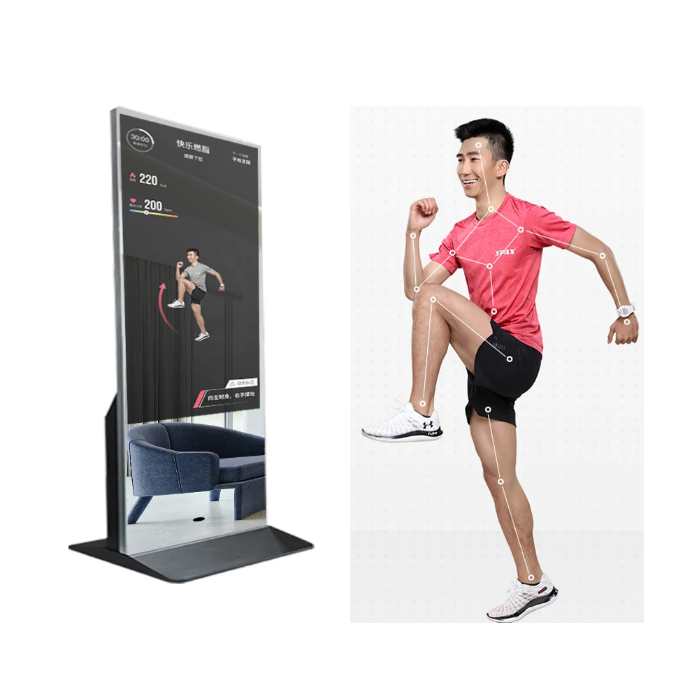 43inch 55inch 65inch Gym fitness home Gym touch screen interactive fitting Android smart magic mirror media advertising display