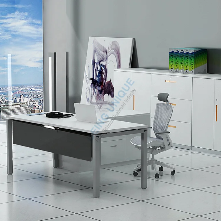 escritorio Popular ejecutivo moderno de madera de oficina con credenza modern executive boss table desks for offices